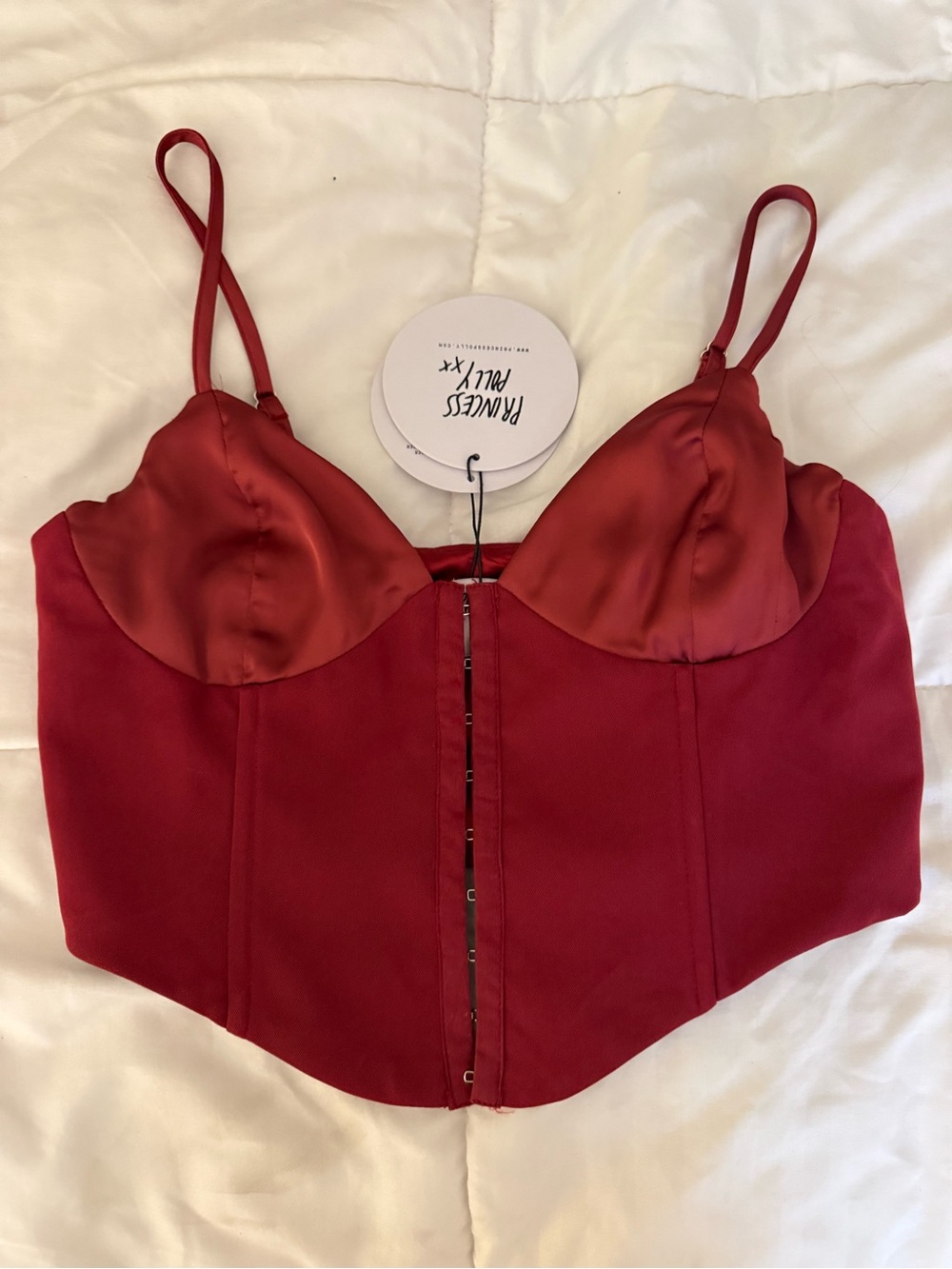 Princess Polly Crimson Satin Bustier Crop Top